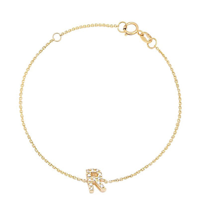 14k Gold & Diamond Initial Bracelet