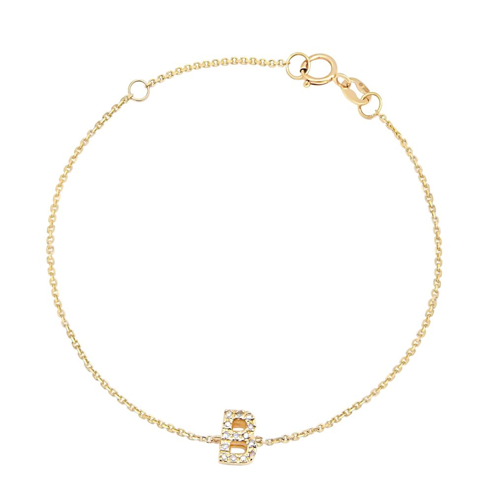 14k Gold & Diamond Initial Bracelet