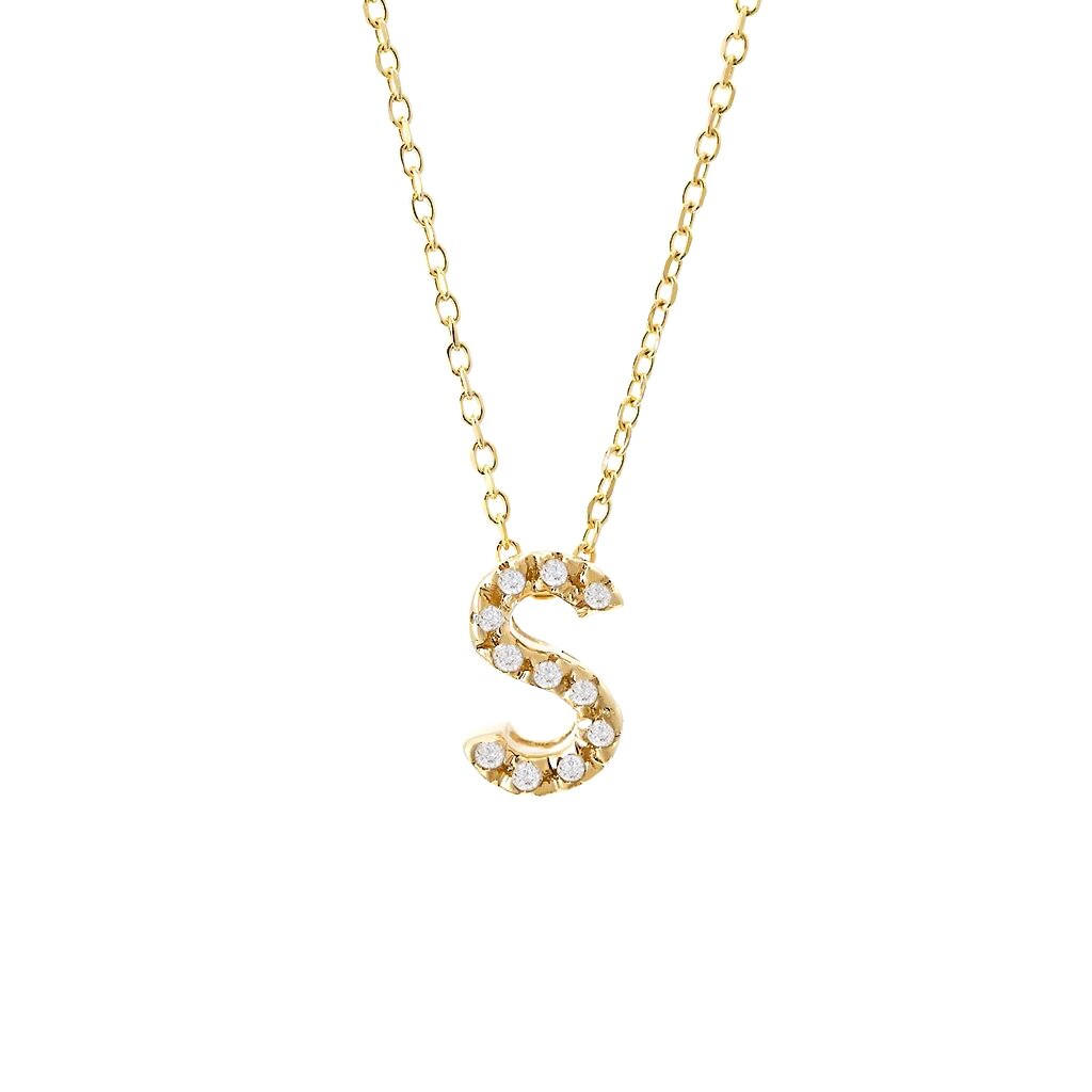 Diamond Initial Necklace in 14k Gold