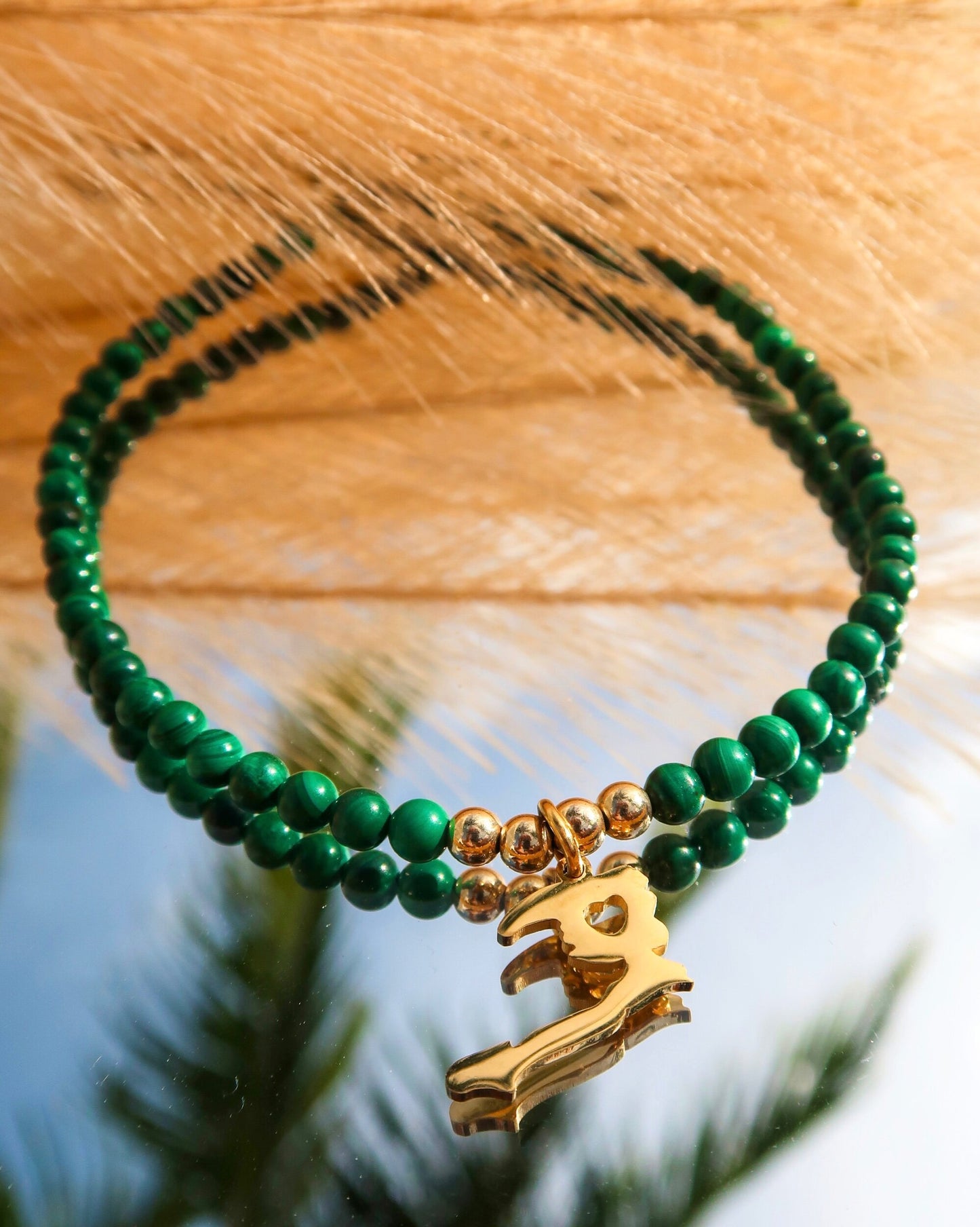 Malachite & Gold Bead Choker