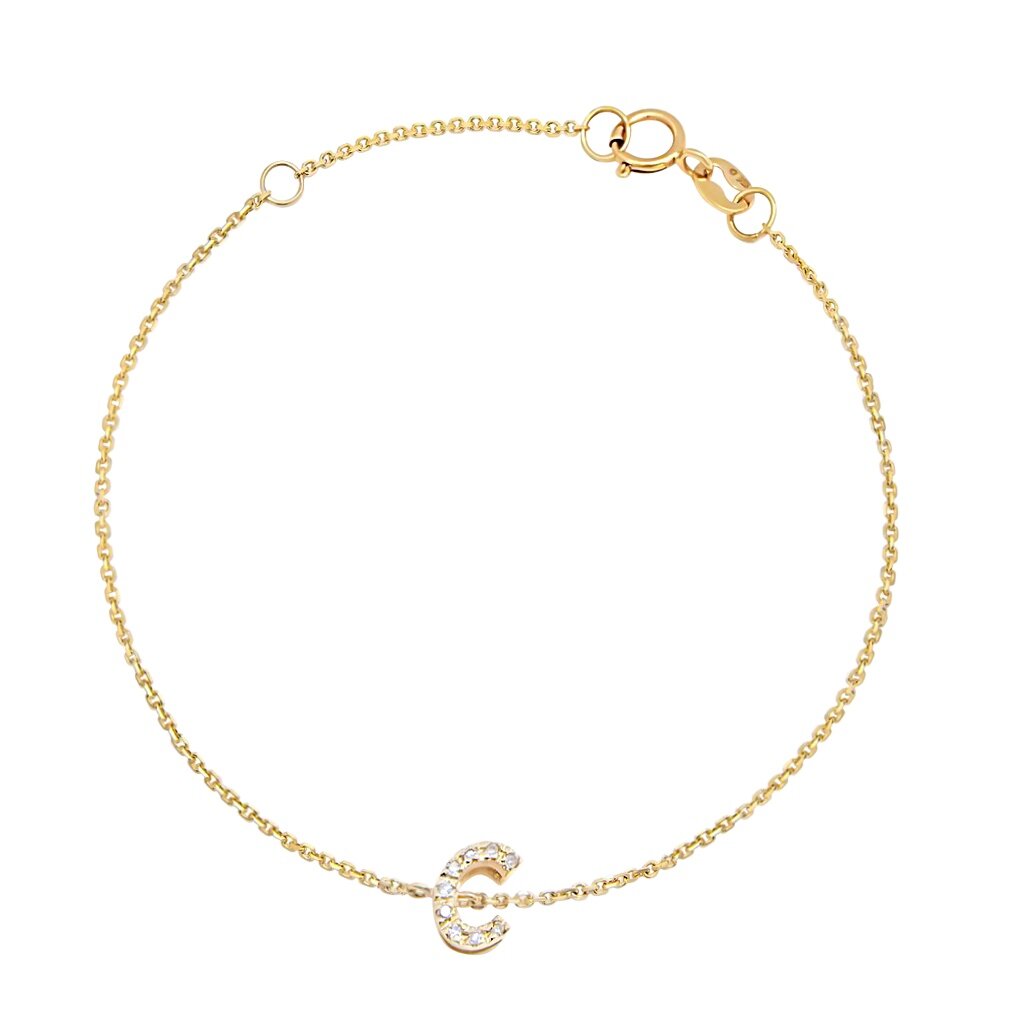 14k Gold & Diamond Initial Bracelet