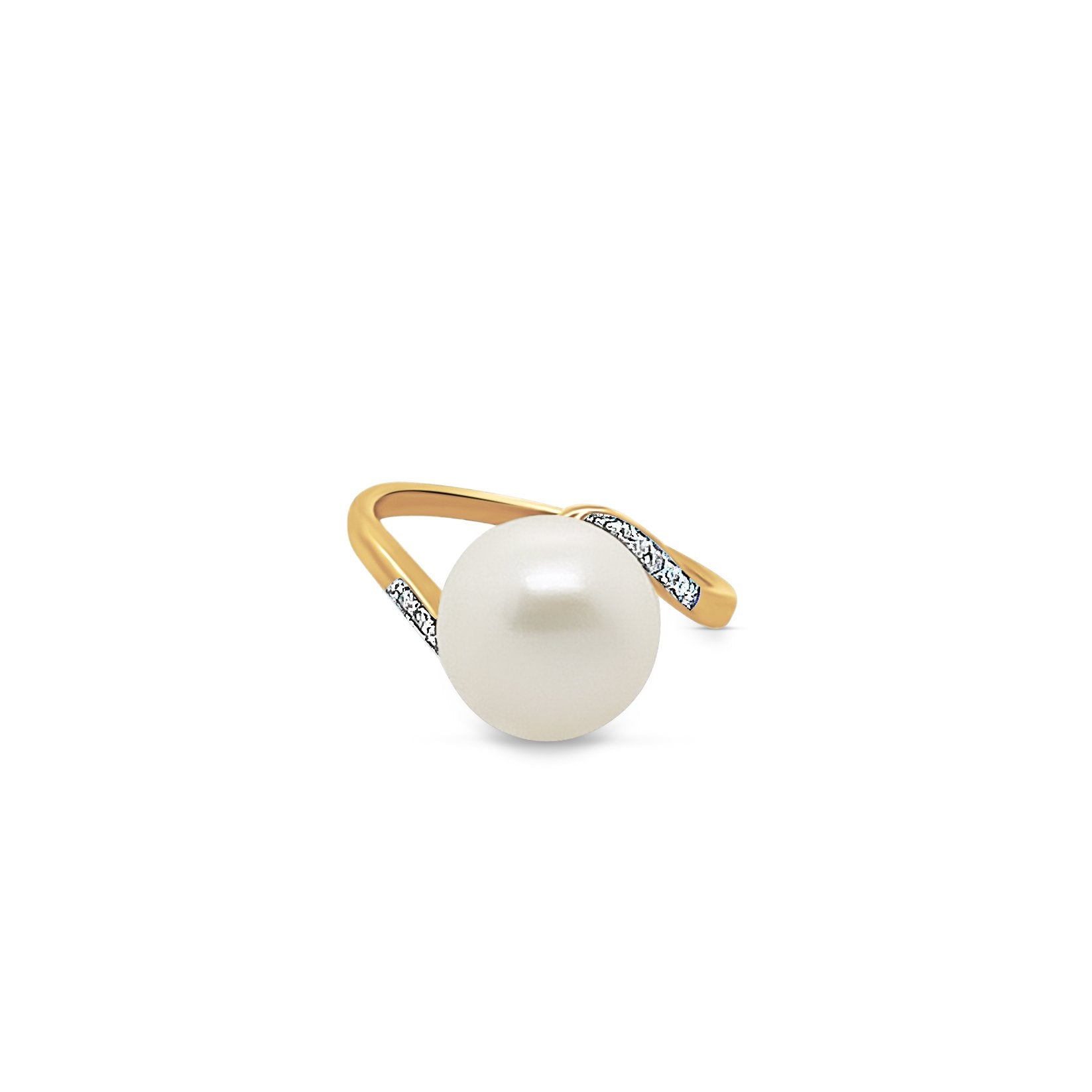 14K Gold Diamond & Pearl Swirl Ring