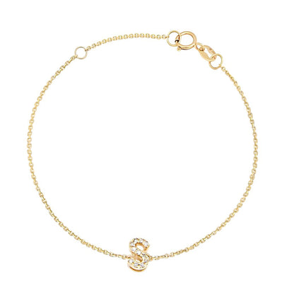 14k Gold & Diamond Initial Bracelet