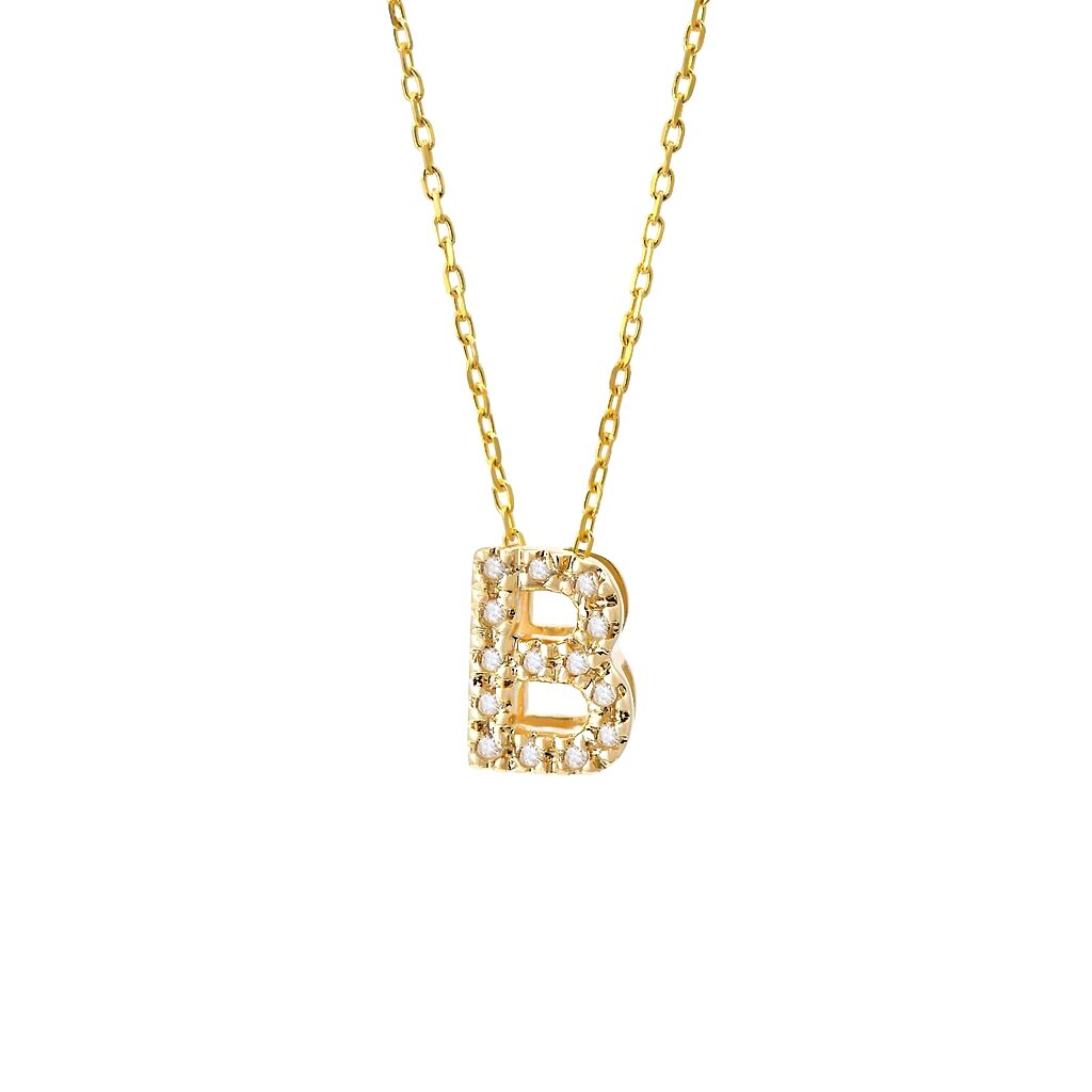 Diamond Initial Necklace in 14k Gold