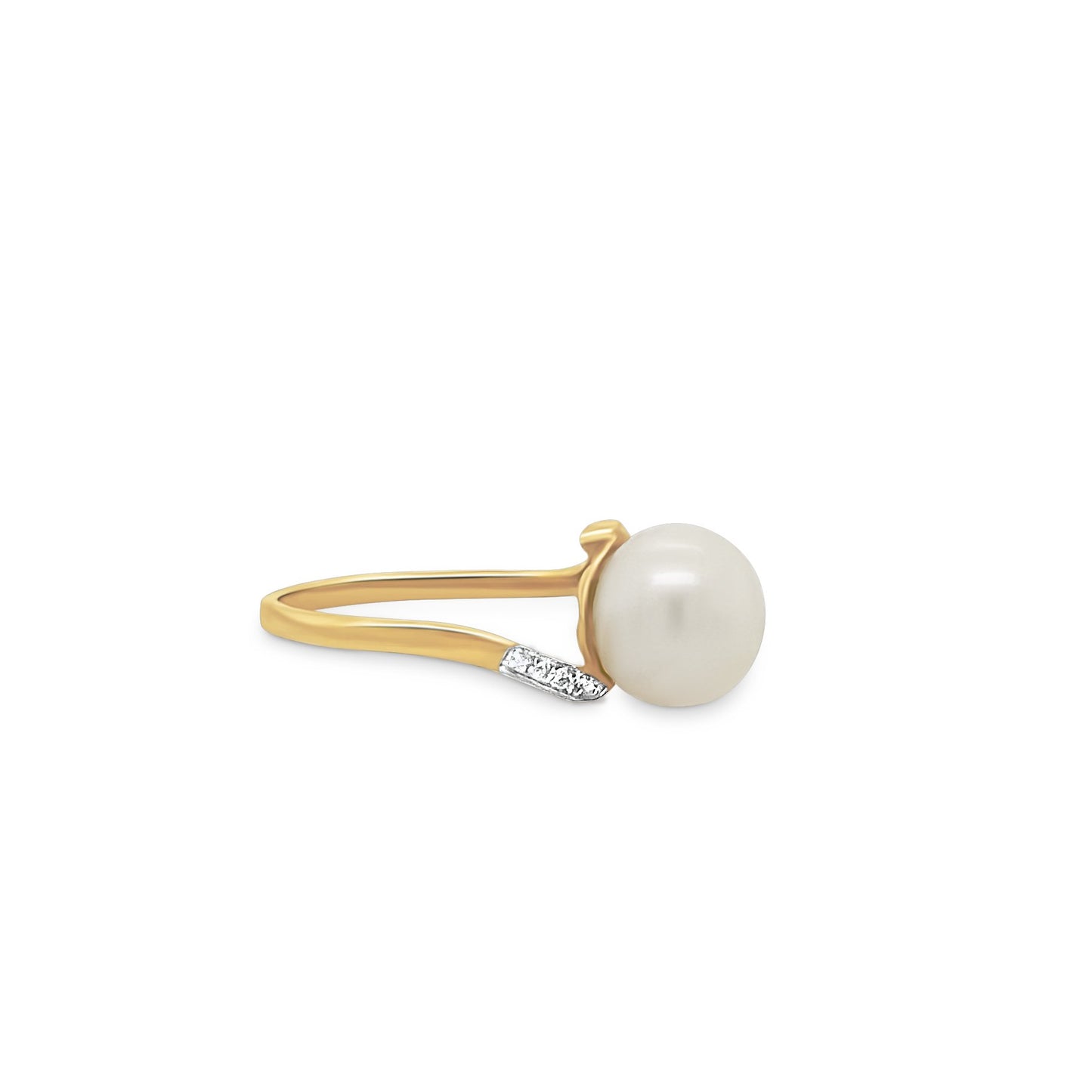 14K Gold Diamond & Pearl Swirl Ring