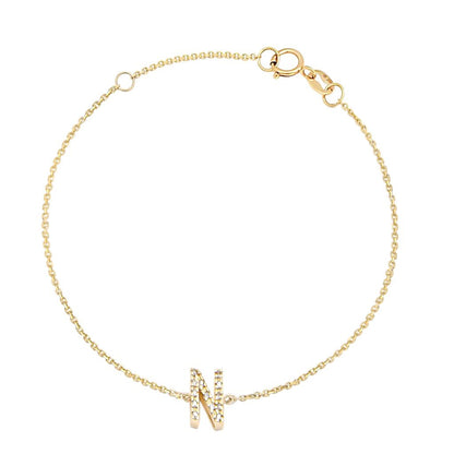 14k Gold & Diamond Initial Bracelet