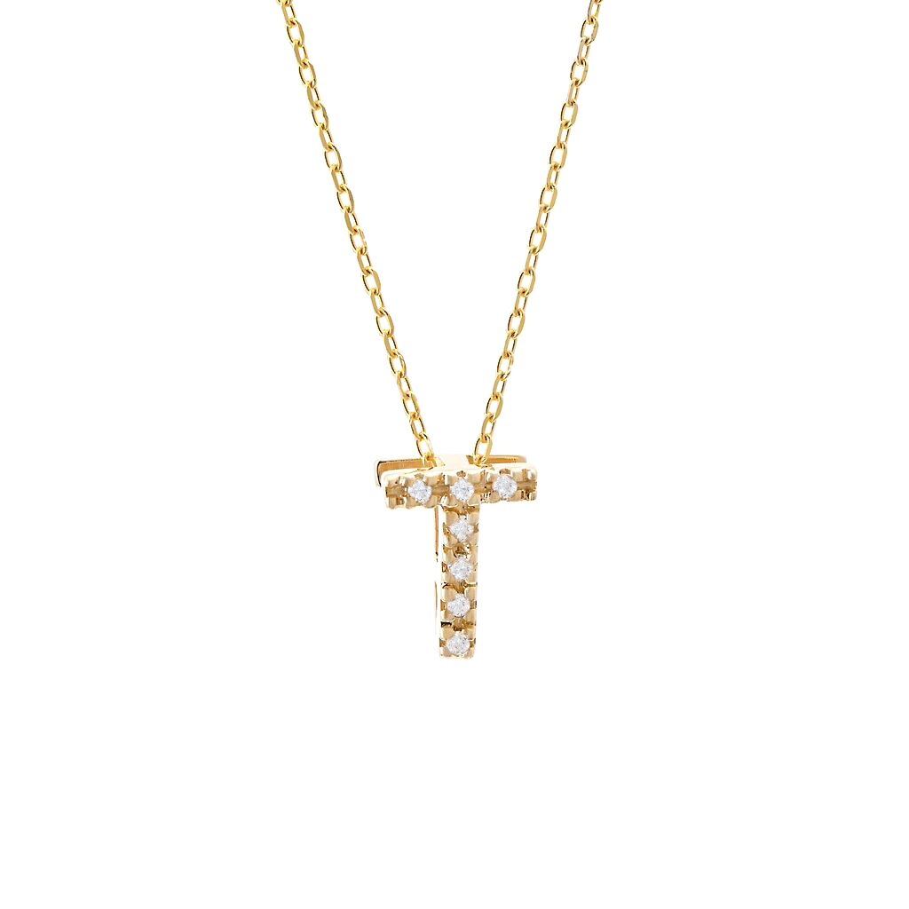 Diamond Initial Necklace in 14k Gold