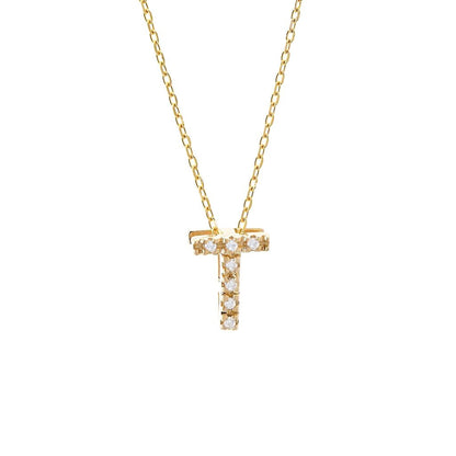 Diamond Initial Necklace in 14k Gold