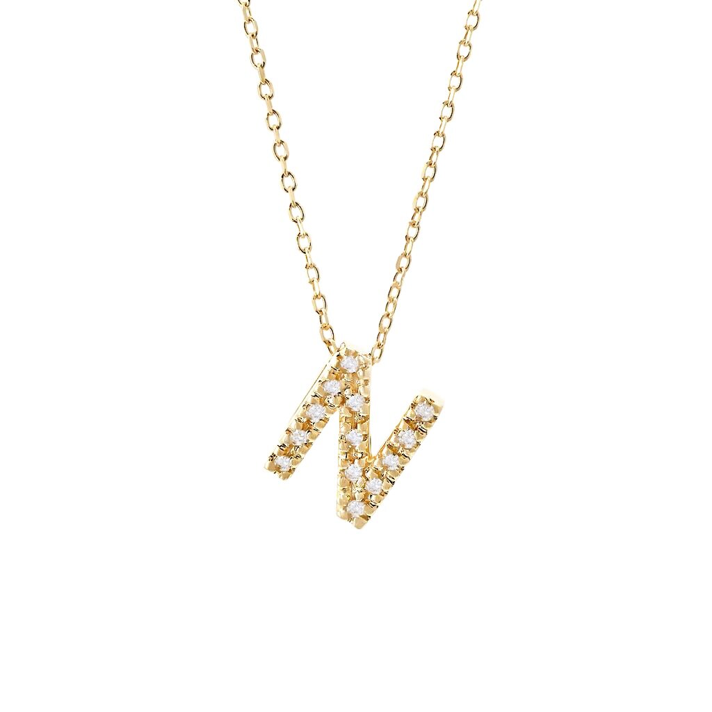 Diamond Initial Necklace in 14k Gold