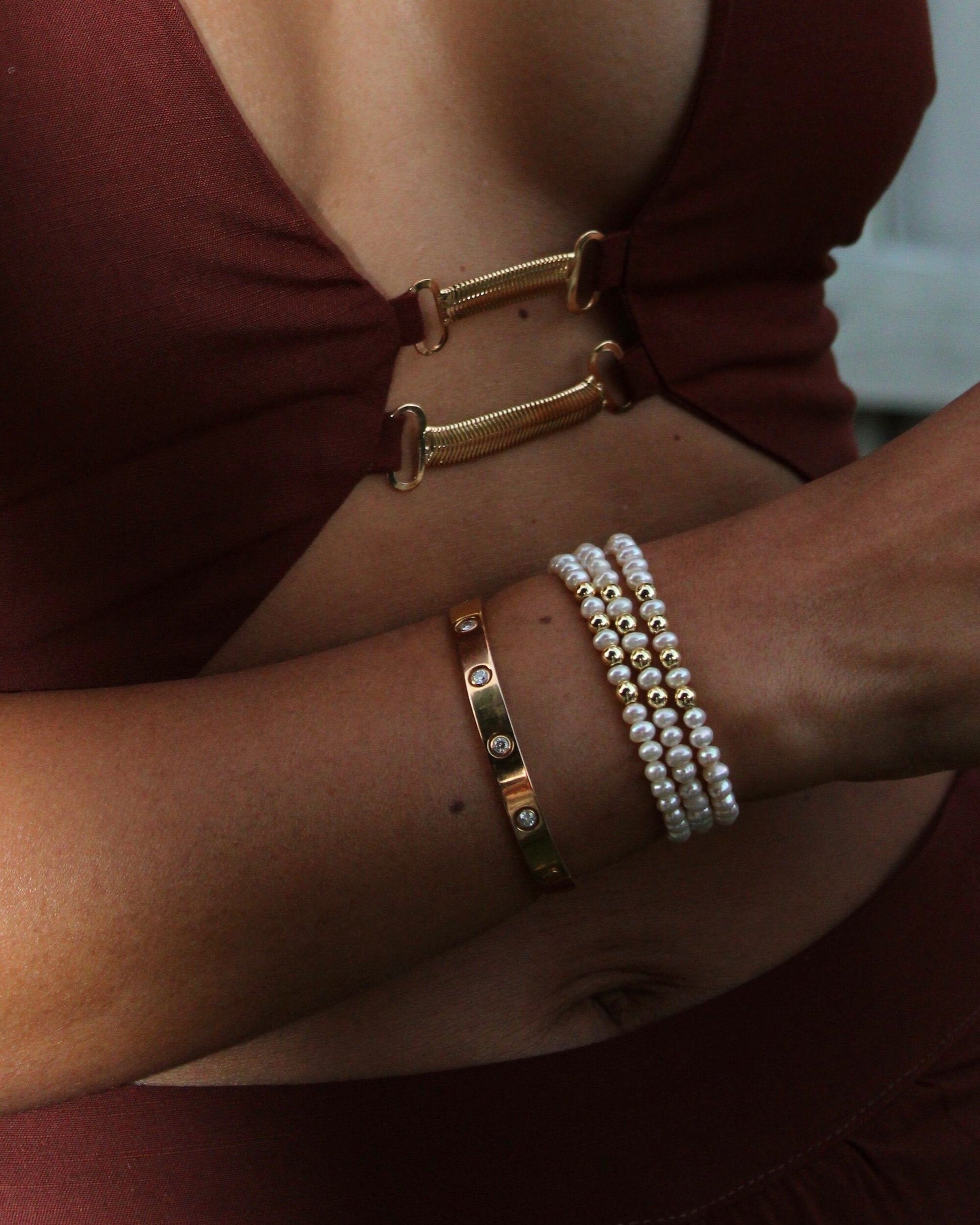 Pearl & Gold Bead Bracelet