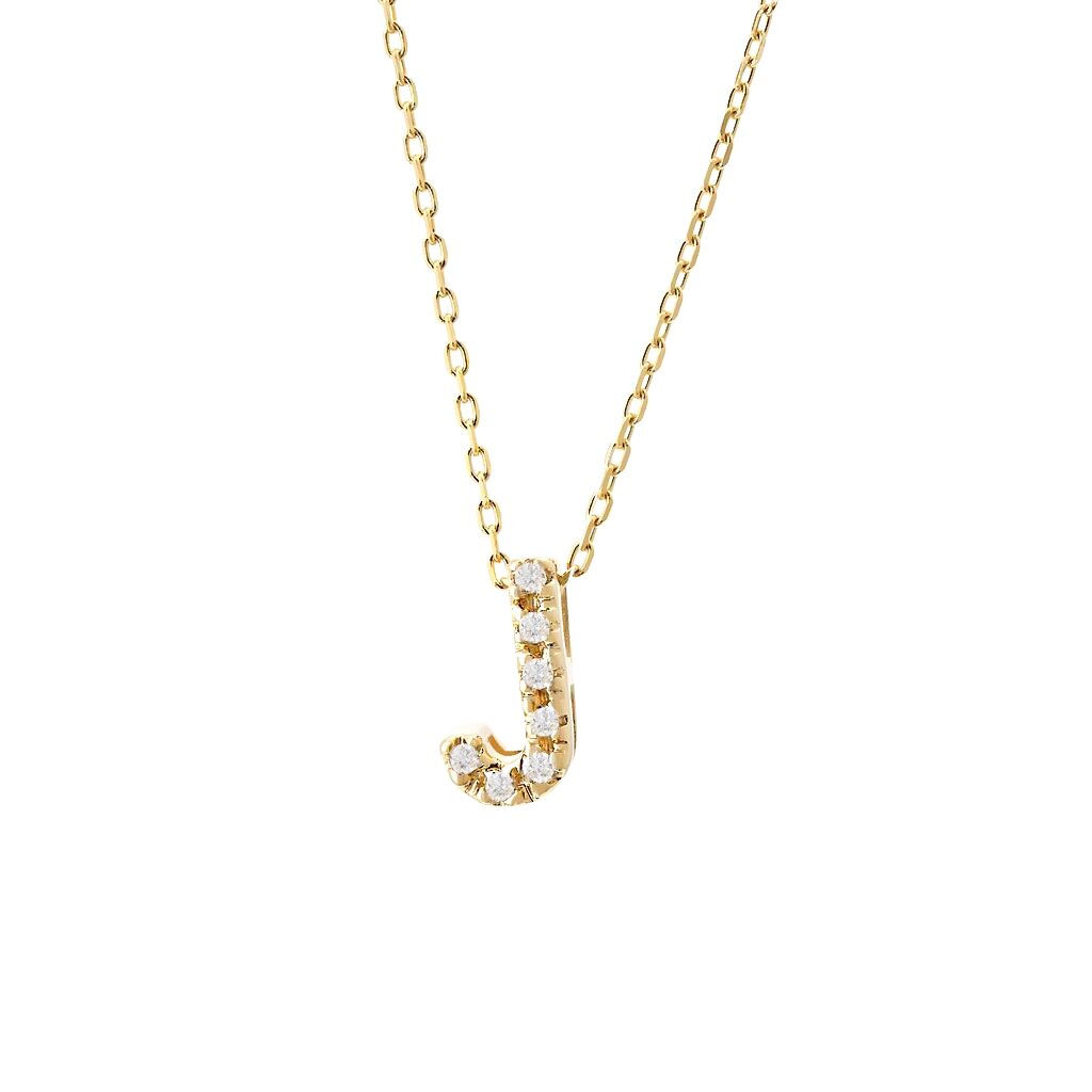 Diamond Initial Necklace in 14k Gold