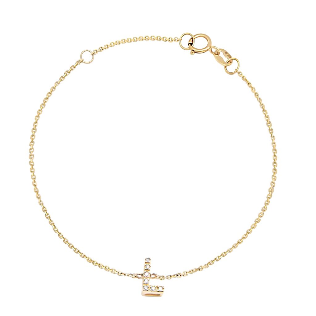 14k Gold & Diamond Initial Bracelet