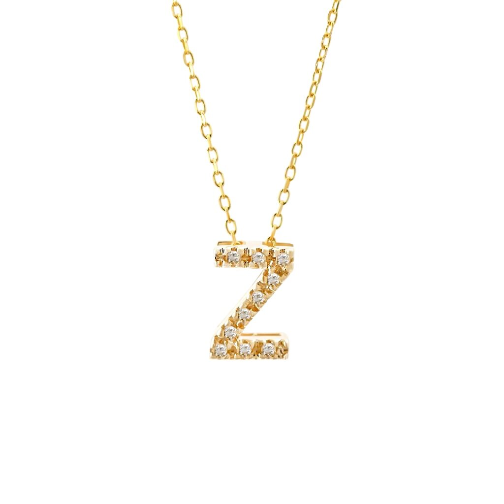 Diamond Initial Necklace in 14k Gold