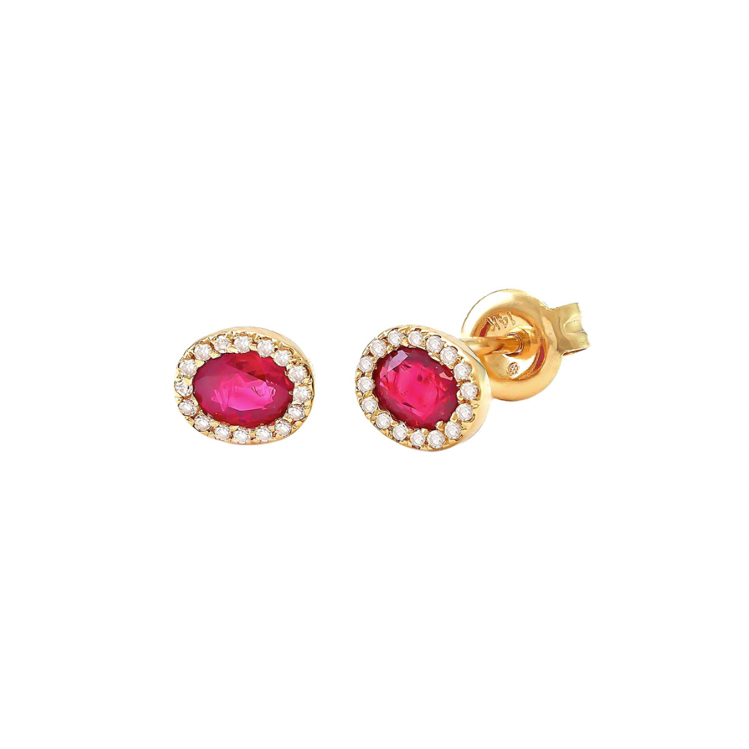 Ruby & Diamond Earrings in 14k Gold