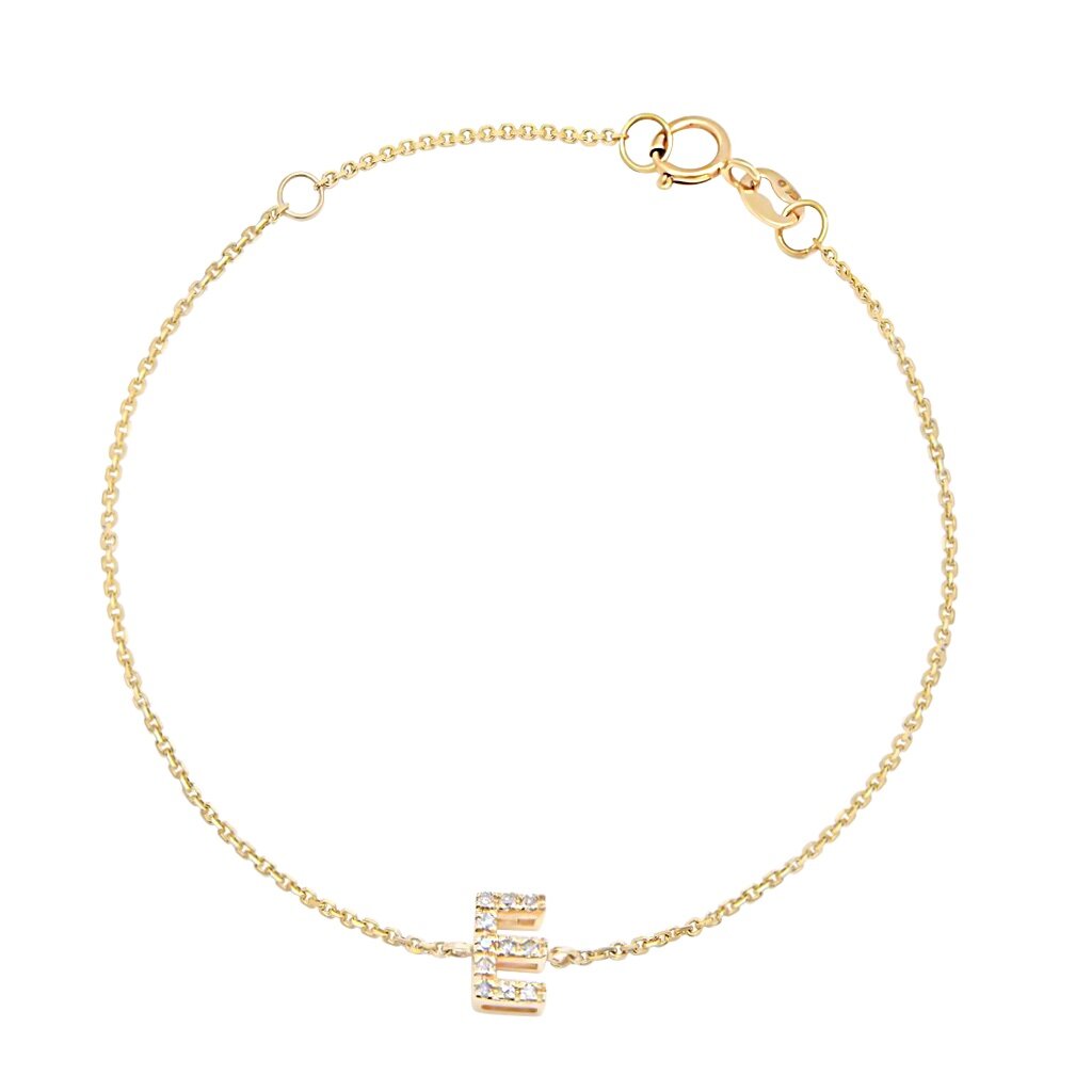 14k Gold & Diamond Initial Bracelet