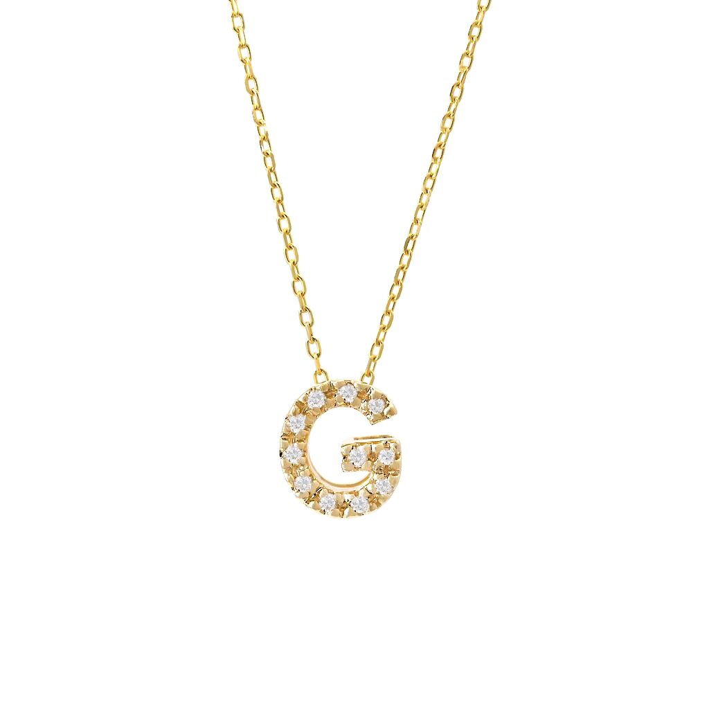 Diamond Initial Necklace in 14k Gold