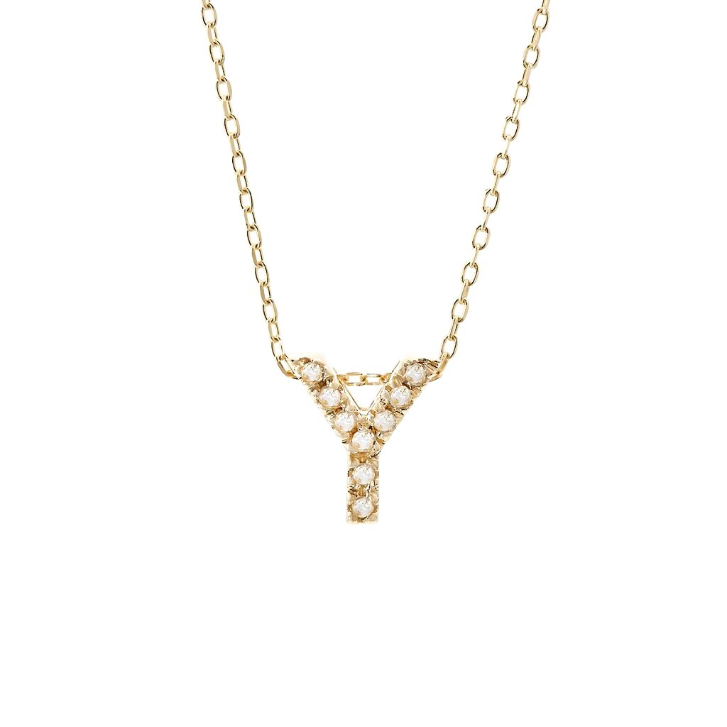 Diamond Initial Necklace in 14k Gold