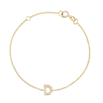 14k Gold & Diamond Initial Bracelet