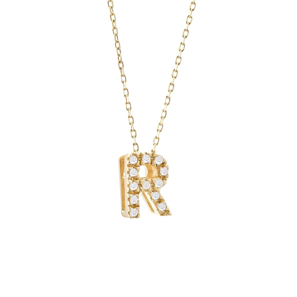 Diamond Initial Necklace in 14k Gold