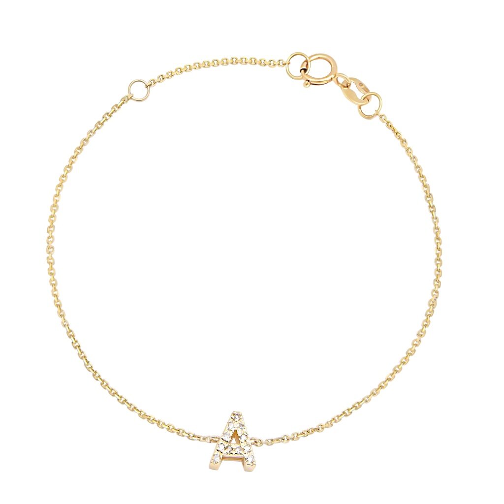 14k Gold & Diamond Initial Bracelet