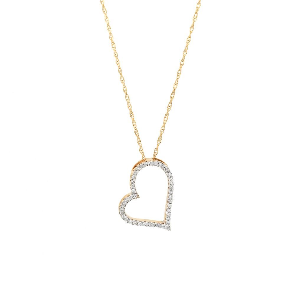 14k Gold & Diamond Heart Necklace