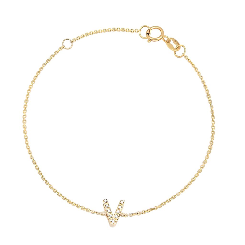 14k Gold & Diamond Initial Bracelet