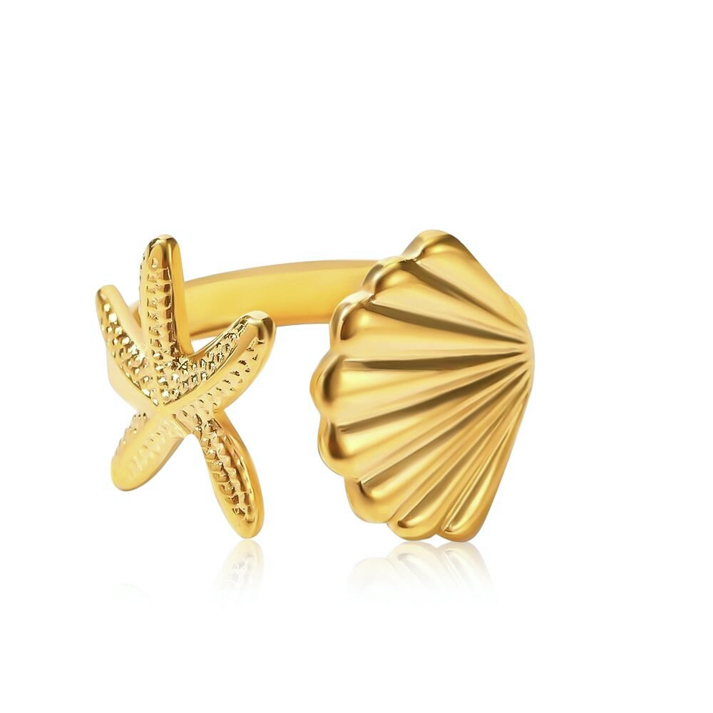 Adjustable Shell & Starfish Ring