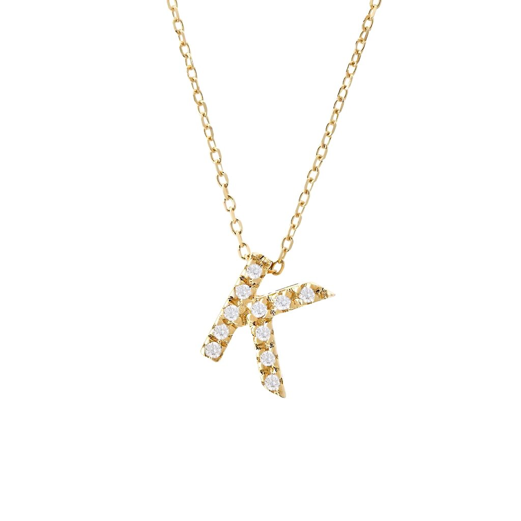 Diamond Initial Necklace in 14k Gold