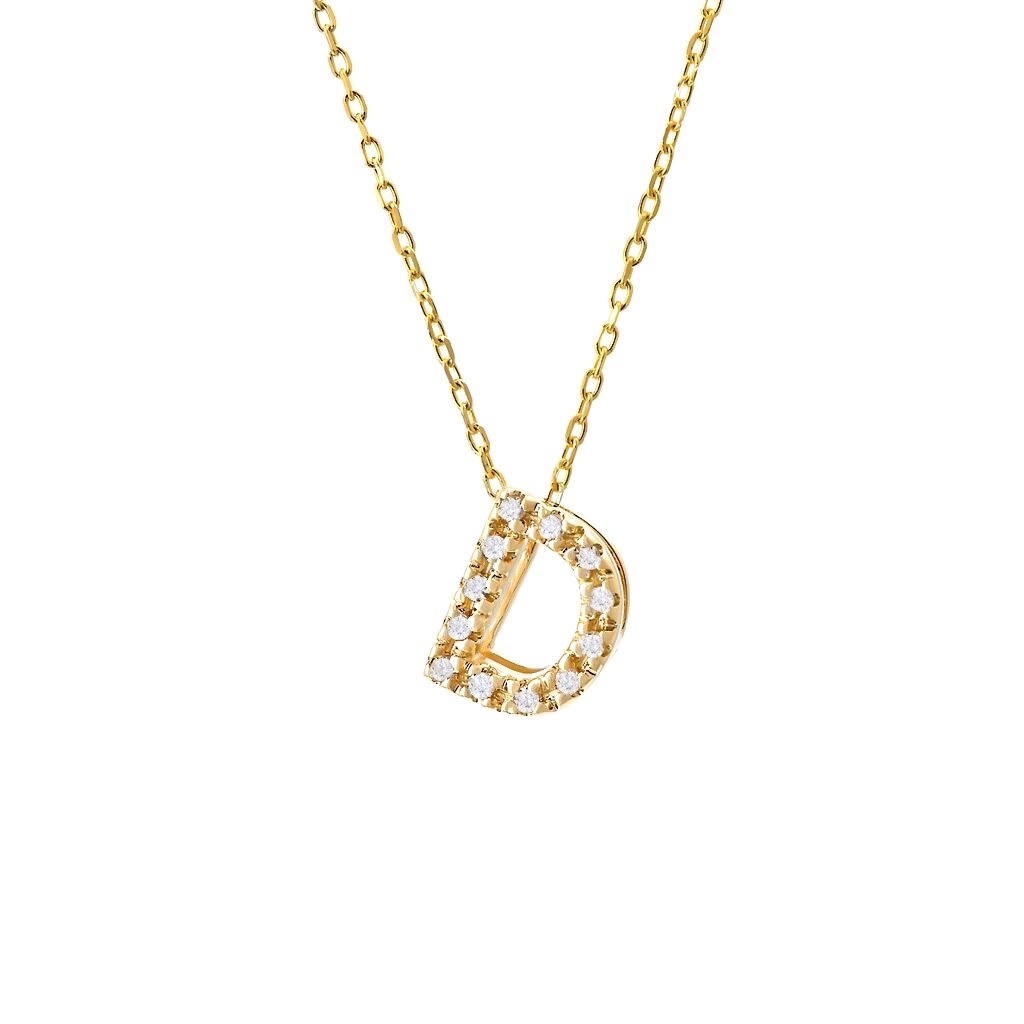 Diamond Initial Necklace in 14k Gold