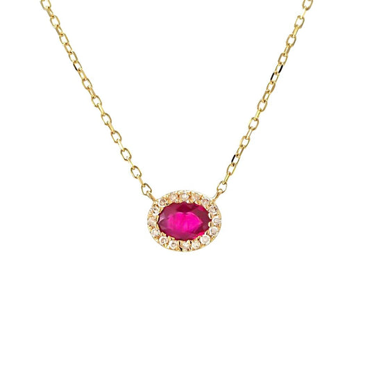 Ruby & Diamond Necklace in 14k Gold