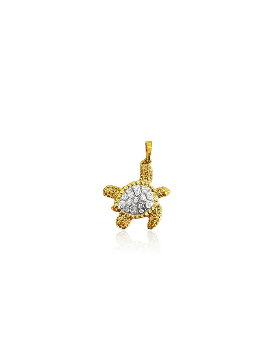 14K Gold Two-tone Diamond Turtle