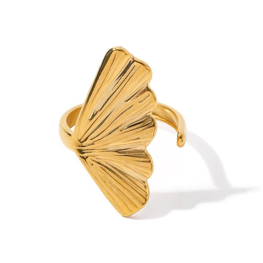 Adjustable Ginkgo Leaf Ring