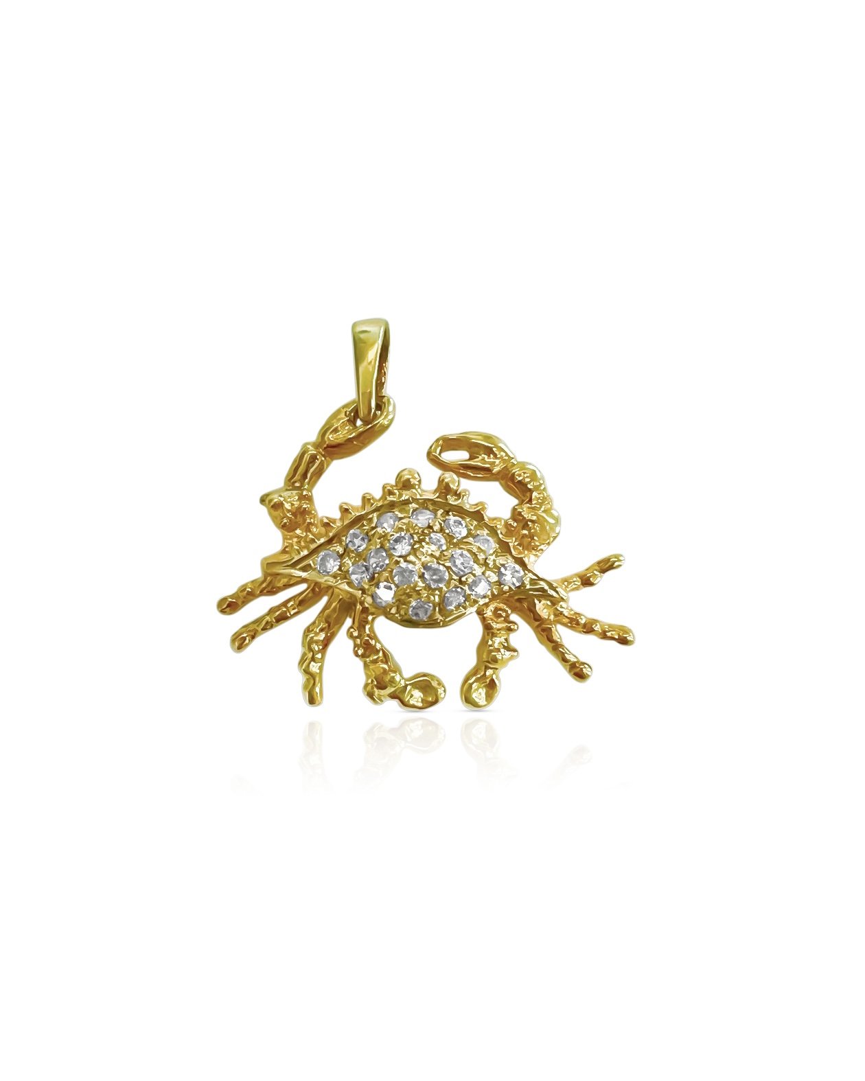 14K Gold Diamond Crab Charm