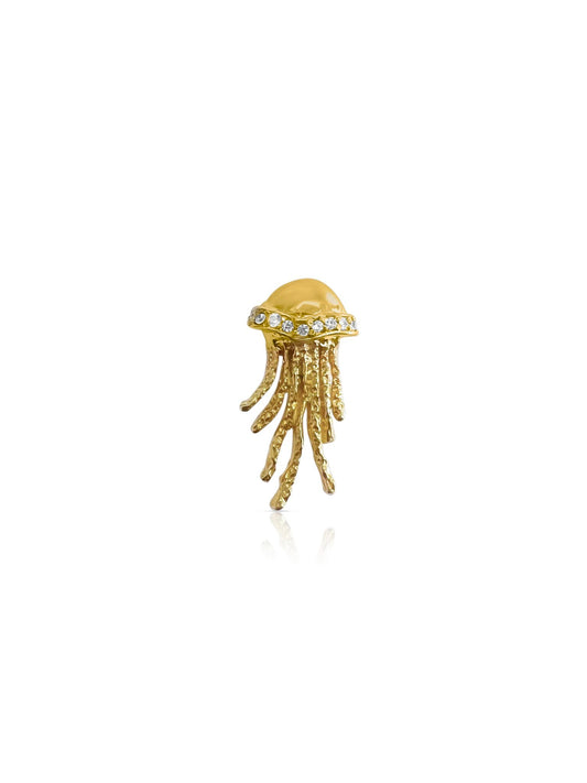 14K Gold Jellyfish Charm with Diamond Accents