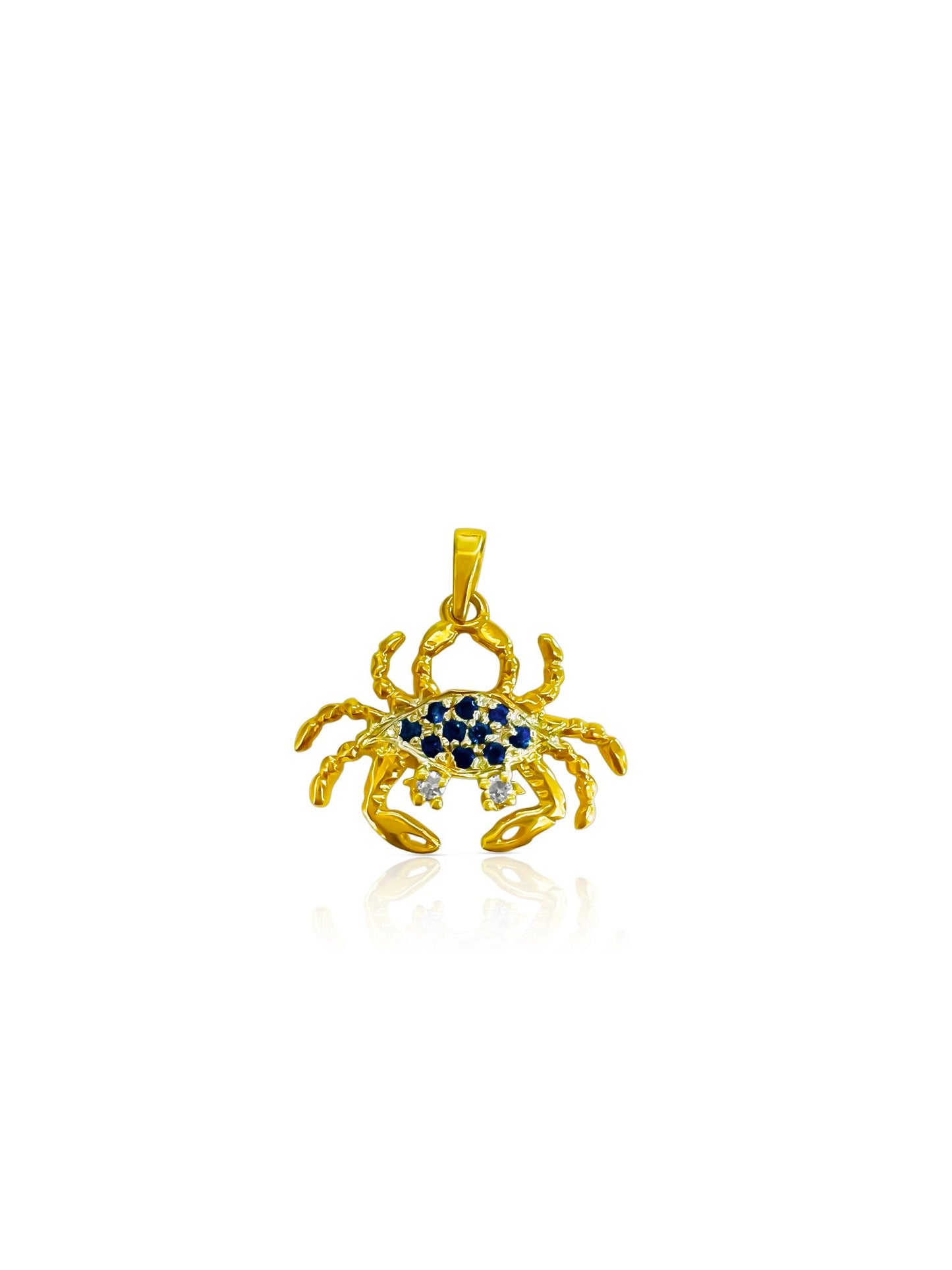 14K Gold Sapphire & Diamond Crab Charm