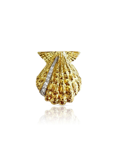 14K Gold Diamond Row Scallop Charm